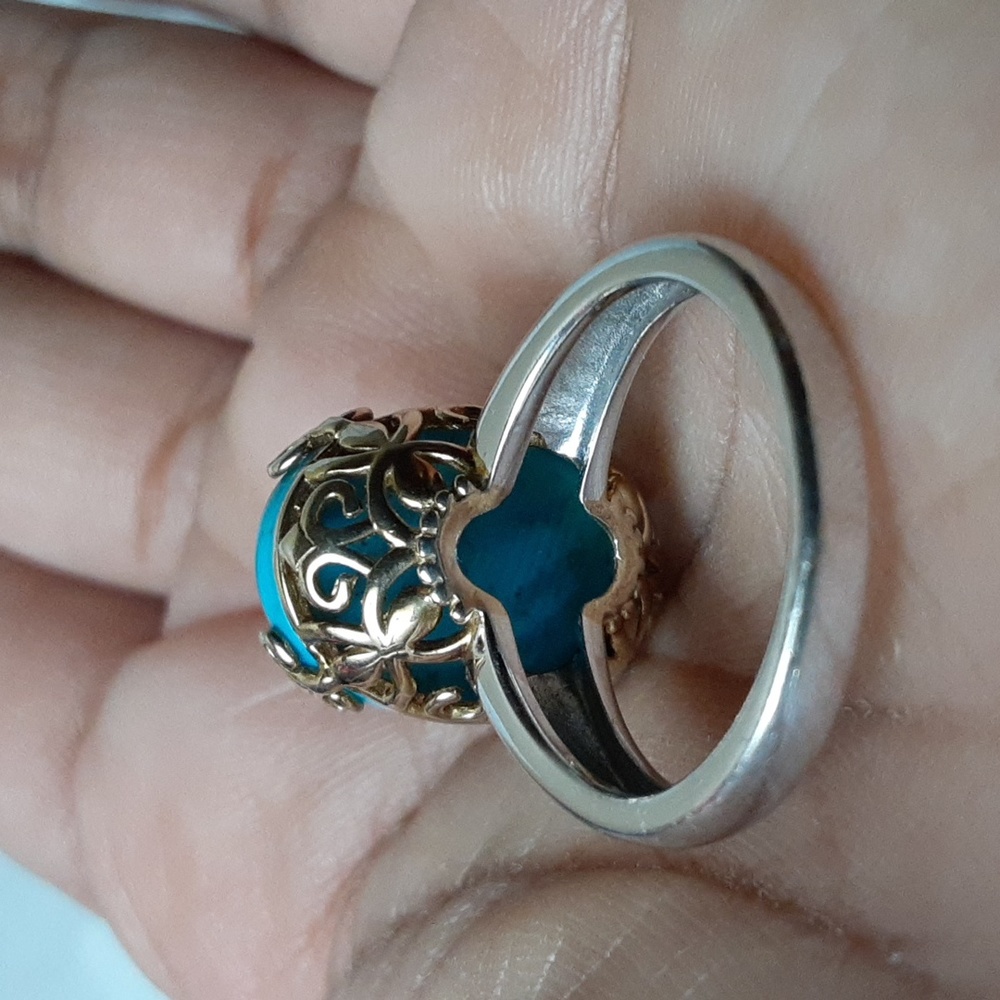 925 Genuine Turquoise, Gold over Sterling. FIRM. - Picture 11 of 16
